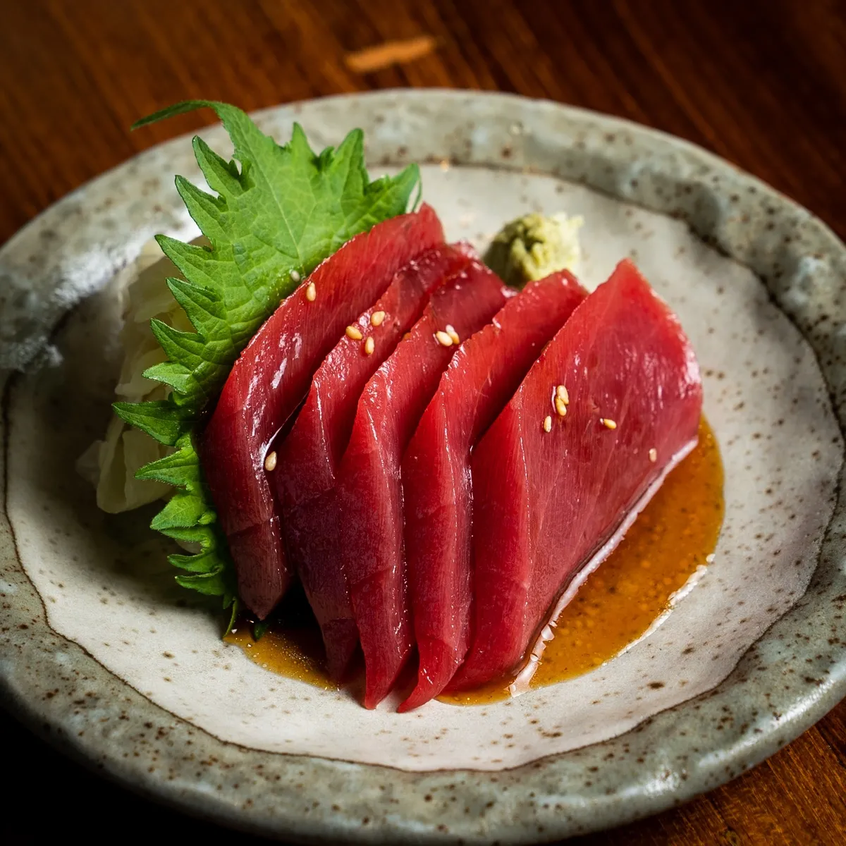 Tuna sashimi, precision-cut